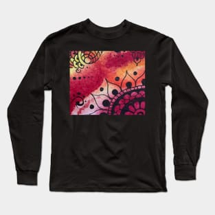 Sunflower Mandala Watercolor Painting Long Sleeve T-Shirt